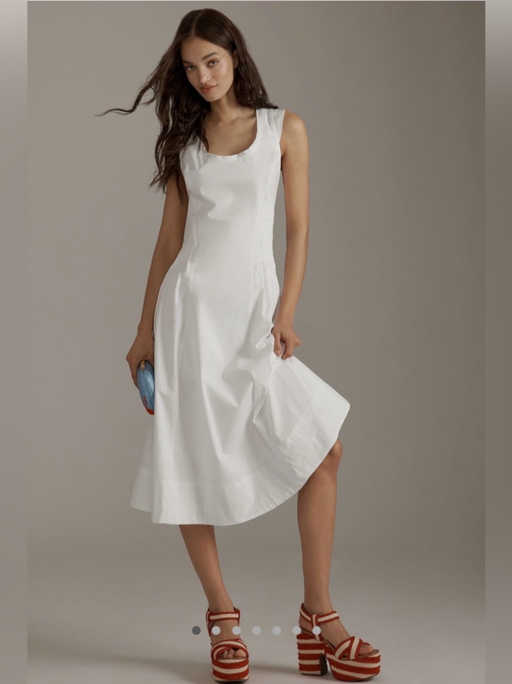 By Anthropologie Sleeveless Scoop-Neck Midi Dress - White